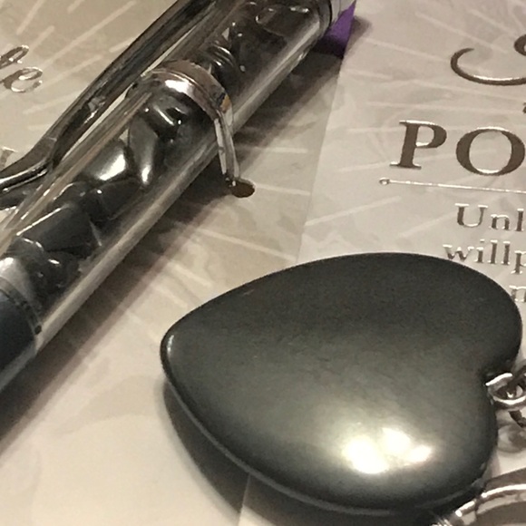 Gemstone Hematite Pen & Heart Bag Charm Gift Set - Picture 9 of 16